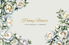 Peony Flower - Set of Watercolor - AI- generated Product Image 1