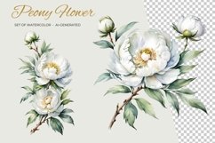 Peony Flower - Set of Watercolor - AI- generated Product Image 4