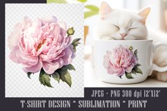 Watercolor Peony Sublimation PNG|JPEG Product Image 1