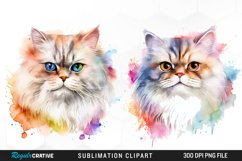 Persian Cat Clipart,Cute Cat Clipart,Watercolor Cats,Floral Cat,Persian Cat Stickers,Persian Cat Portrait,Cat Lover Gifts,Digital Cat Art,Persian Cat Lover,Commercial Use,Kitten Clipart,