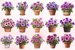Watercolor Petunia in a Pot Clipart Bundle Product Image 3