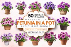 Watercolor Petunia in a Pot Clipart Bundle Product Image 1