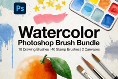 watercolor photoshop brush bundle