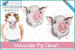 watercolor pig clipart 
