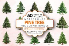 Watercolor Pine Tree Clipart Bundle Product Image 1