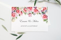 Watercolor pink and white roses border