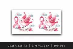 Watercolor pink bird breast cancer ribbon Brave and Beautiful quote print 20 oz tumbler skinny mug wrap clipart t-shirt sublimation printable design