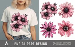 Watercolor Pink Black Eyed Susan Flower Clipart Product Image 1