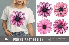 Watercolor Pink Black Eyed Susan Flower Clipart Product Image 1