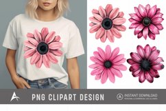 Watercolor Pink Black Eyed Susan Flower Clipart Product Image 1