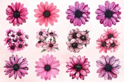 Watercolor Pink Black Eyed Susan Flower Clipart Bundle Product Image 2