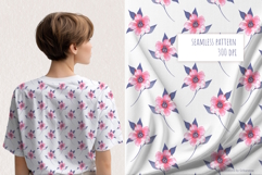Pink and Blue Floral Seamless Pattern Product Image 1