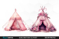 Summer Camping,Bohemian Tent,Boho Tribal Clipart Watercolor Boho Tent Summer Clipart Bundle, Floral Teepee, Flower Tribal, Summer Camping, Bohemian Tent, Vintage Scrapbook, Digital ,Watercolor Clipart,Watercolor Clip Art,Digital Watercolor,Digital Clipart