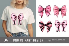 Watercolor Pink Bow Clipart Product Image 1