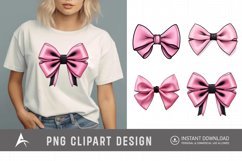 Watercolor Pink Bow Clipart Product Image 1