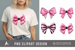 Watercolor Pink Bow Clipart Product Image 1