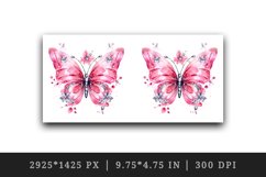 Watercolor pink butterfly floral sparkle flowers insect shining diamonds 20 oz tumbler skinny mug wrap clipart t-shirt sublimation printable design