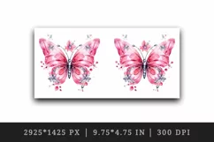 Watercolor pink butterfly floral sparkle flowers insect shining diamonds 20 oz tumbler skinny mug wrap clipart t-shirt sublimation printable design