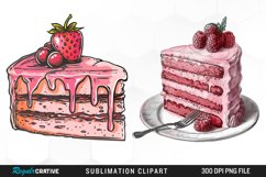 Watercolor Pink Cake Exquisite Clipart Product Image 1