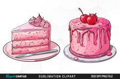 Watercolor Pink Cake Image Clipart Product Image 1