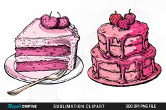 Watercolor Pink Cake Exquisite Clipart Product Image 1