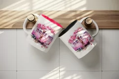 Watercolor pink camper camping floral sparkle flowers roses travel 20 oz tumbler skinny mug wrap clipart t-shirt sublimation printable design