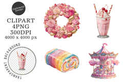 Watercolor Pink Candy Clipart Product Image 1