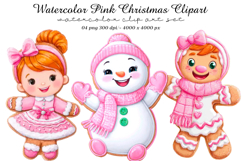 Watercolor Pink Christmas Clipart Product Image 1