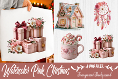 watercolor pink christmas clipart Product Image 1