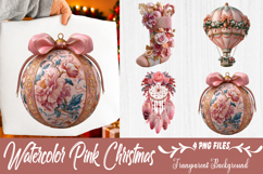 watercolor pink christmas clipart Product Image 1