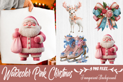 watercolor pink christmas clipart Product Image 1