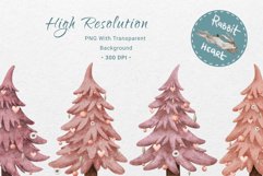 Download Watercolor Pink Christmas Pine Trees Sublimation Designs PNG  tshirt dtf With Transparent Background for your T-shirt or tumbler Kids Clothes dtf Design