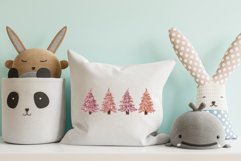 Download Watercolor Pink Christmas Pine Trees Sublimation Designs PNG  tshirt dtf With Transparent Background for your T-shirt or tumbler Kids Clothes dtf Design