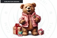 Pink Christmas teddy Bear Clipart PNG for sublimation Bundle Product Image 4