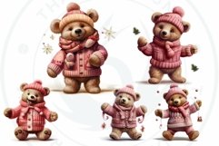 Pink Christmas teddy Bear Clipart PNG for sublimation Bundle Product Image 5