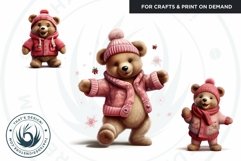 Pink Christmas teddy Bear Clipart PNG for sublimation Bundle Product Image 6