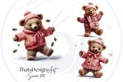 Pink Christmas teddy Bear Clipart PNG for sublimation Bundle Product Image 8