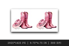 Watercolor pink cowboy leather boots and hat sparkle diamonds and flowers 20 oz tumbler skinny mug wrap clipart t-shirt sublimation printable design