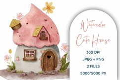 Watercolor Pink Cute House PNG Illustration Product Image 1