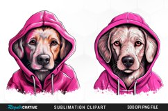 Watercolor Pink Dog Hoodie Image Clipart Product Image 1