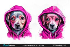 Watercolor Pink Dog Hoodie Design Clipart Product Image 1