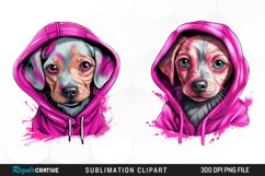 Watercolor Pink Dog Hoodie Design Clipart Product Image 1