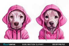 Watercolor Pink Dog Hoodie Design Clipart Product Image 1