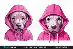 Watercolor Pink Dog Hoodie Design Clipart Product Image 1