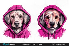 Watercolor Pink Dog Hoodie Design Clipart Product Image 1