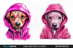 Watercolor Pink Dog Hoodie Design Clipart Product Image 1