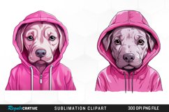 Watercolor Pink Dog Hoodie Image Clipart Product Image 1