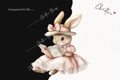 Watercolor Pink Elegant Bunny Clipart | Spring PNG Product Image 2