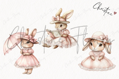 Watercolor Pink Elegant Bunny Clipart | Spring PNG Product Image 3