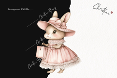 Watercolor Pink Elegant Bunny Clipart | Spring PNG Product Image 2